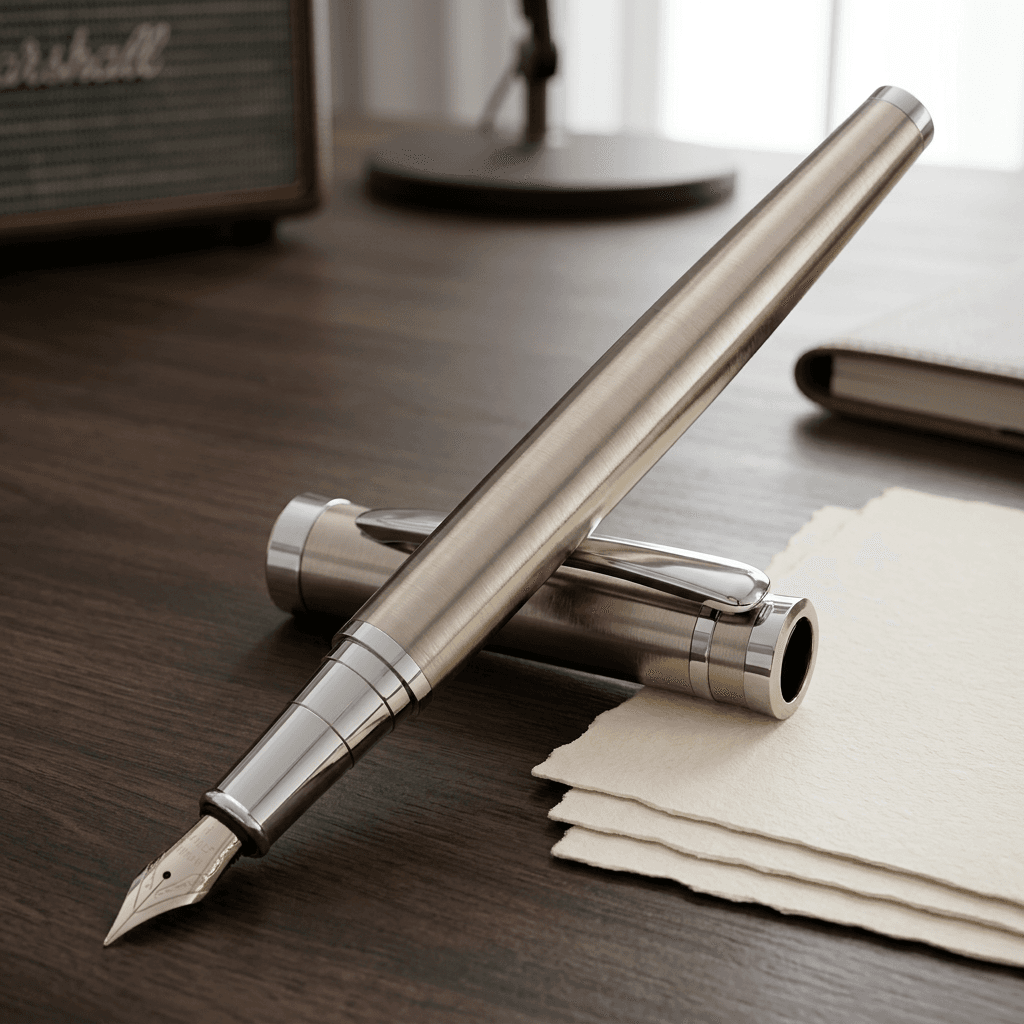 Silver fountain pen – after